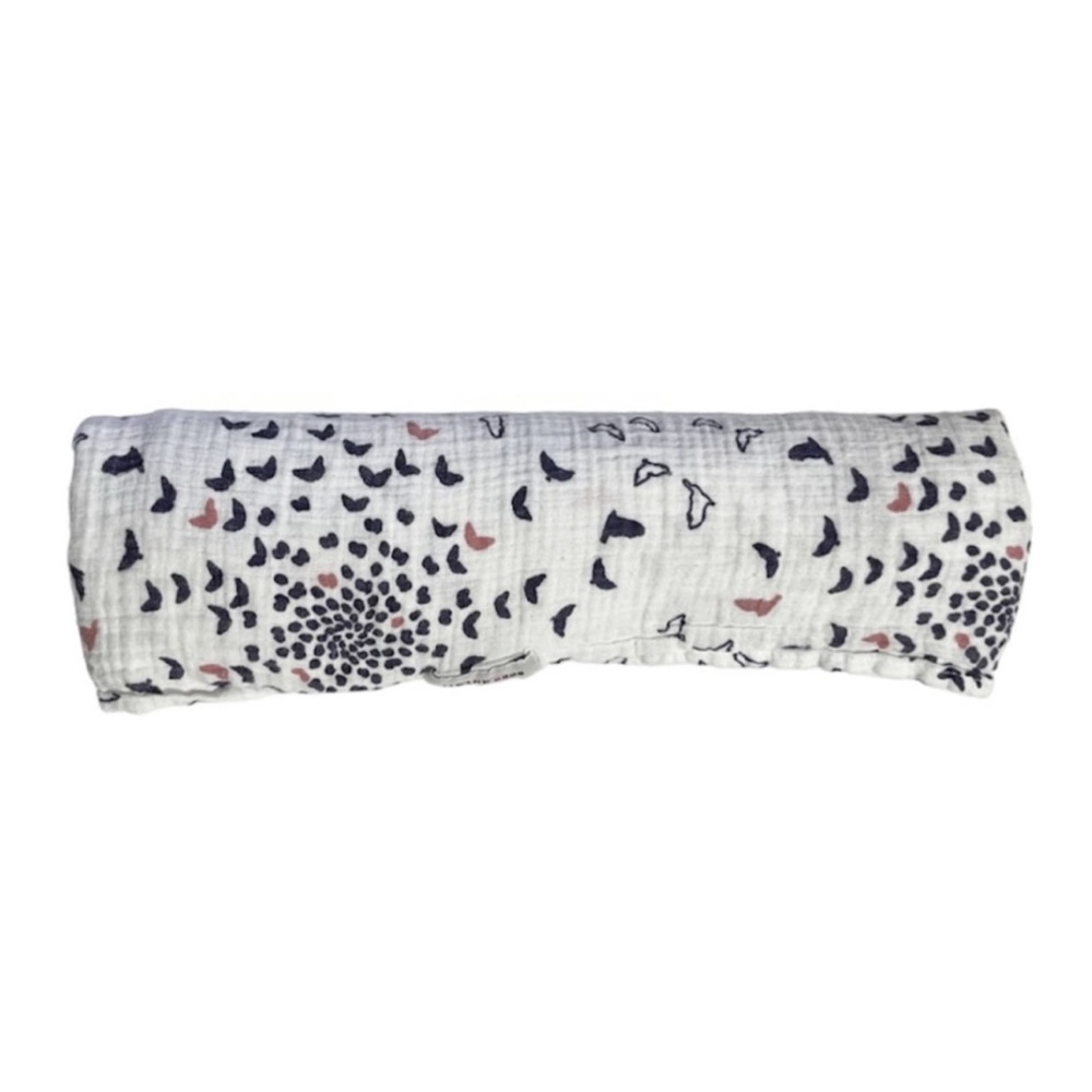 Bebe au Lait bird print muslin swaddle blanket
